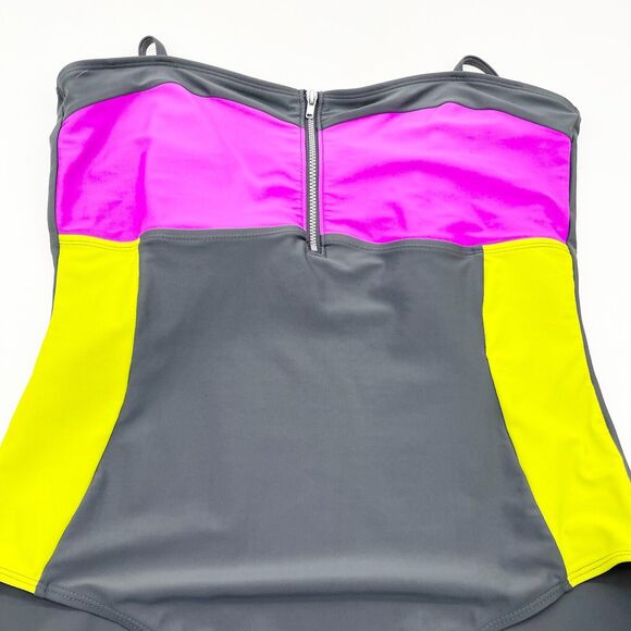 Athletech One Piece Swimsuit Womens 16 Colorblock Full Coverage Sporty Beachy - Picture 4 of 10